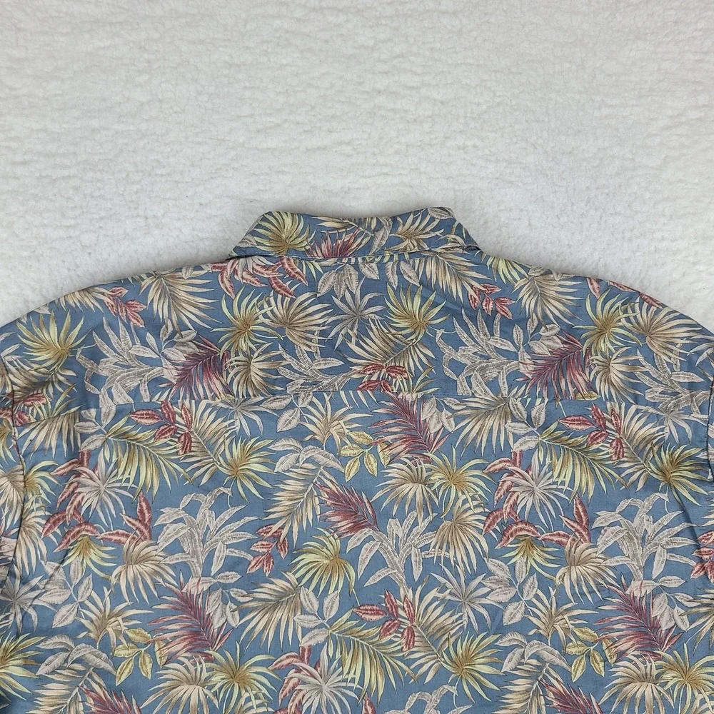 Tori Richard Shirt Mens 2XL XXL Blue Floral Preppy Hawaiian Button Up Cotton